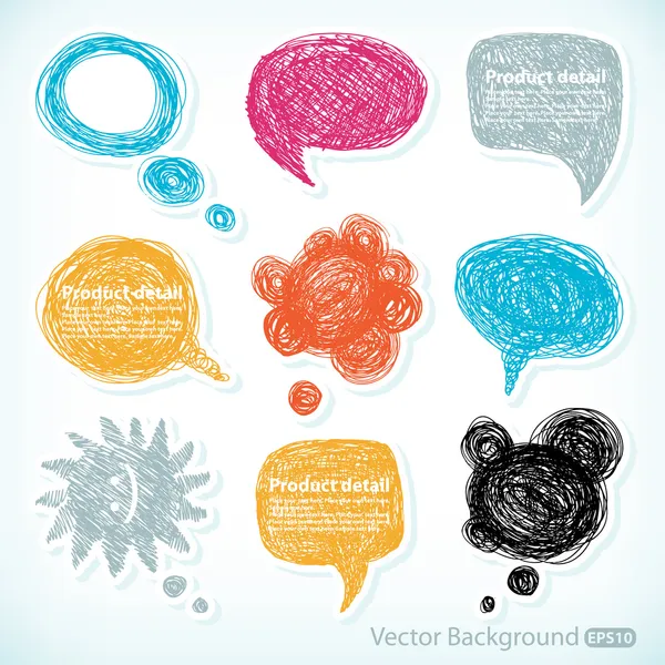 Handgetekende spraak bubbels illustratie — Stockvector