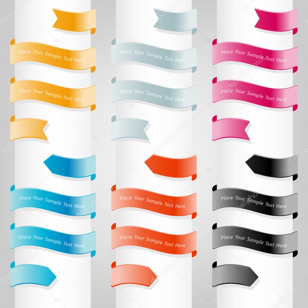 Collection of website elements. Ribbons,