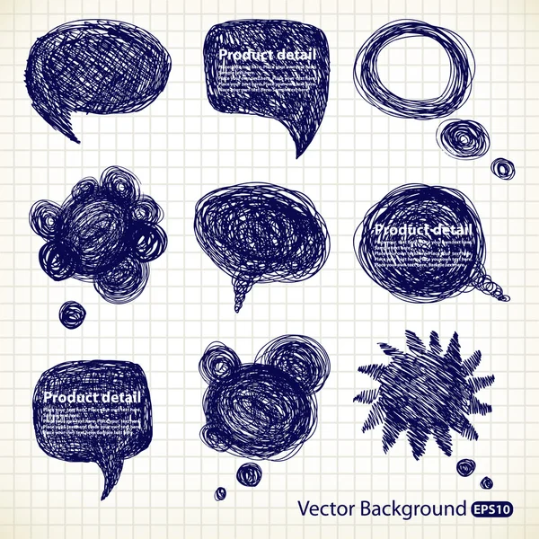 Burbujas de habla dibujadas a mano ilustración — Archivo Imágenes Vectoriales