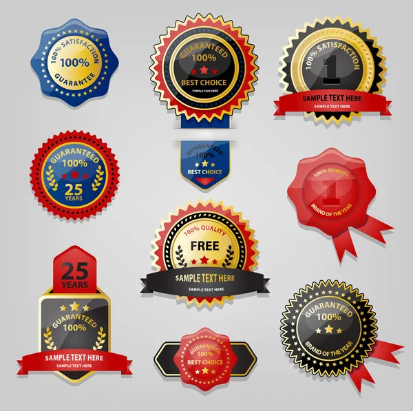 Coleção de selos e prêmios — Vetor de Stock