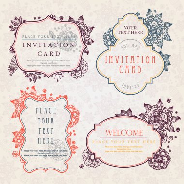 Invitation cards with a floral pattern clipart