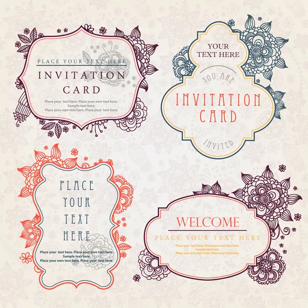 Cartões de convite com um padrão floral Vetores De Bancos De Imagens