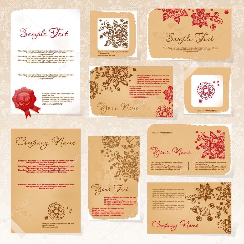 Business style templates with flowers.