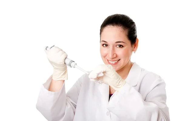 Medical science - Researcher pipetting — Stock Photo, Image
