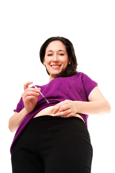 Donna diabetica che inietta insulina — Foto Stock