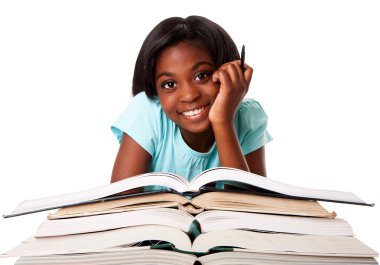 Happy student with homework clipart