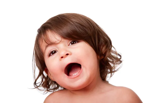 Funny singing baby toddler — Stock Photo, Image