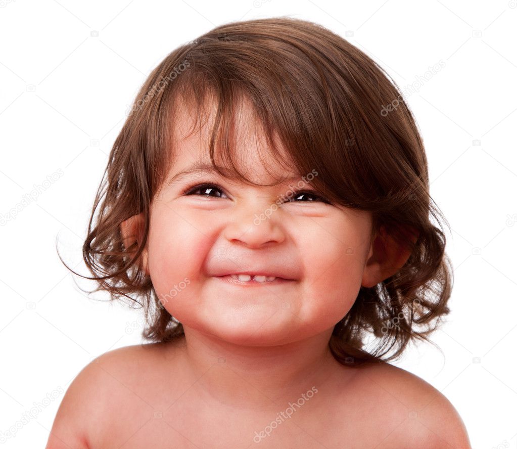 Funny happy baby toddler face