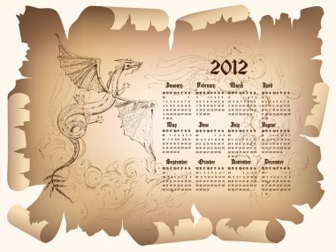 Dragon calendar 2012 clipart