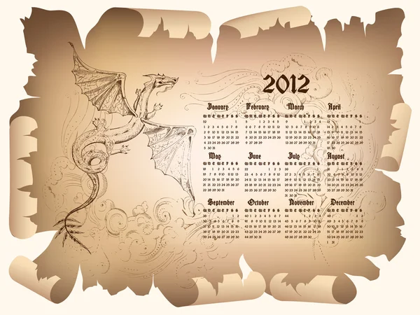 Calendrier Dragon 2012 — Image vectorielle