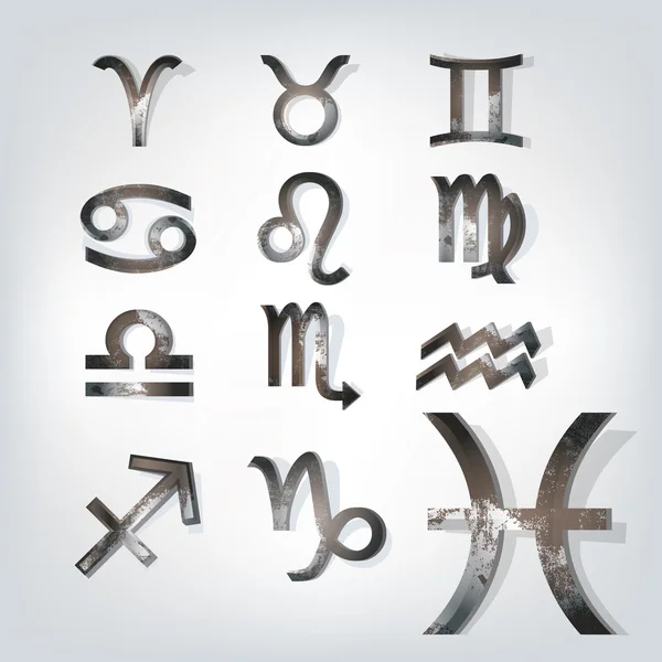Signes métalliques du zodiaque . — Image vectorielle