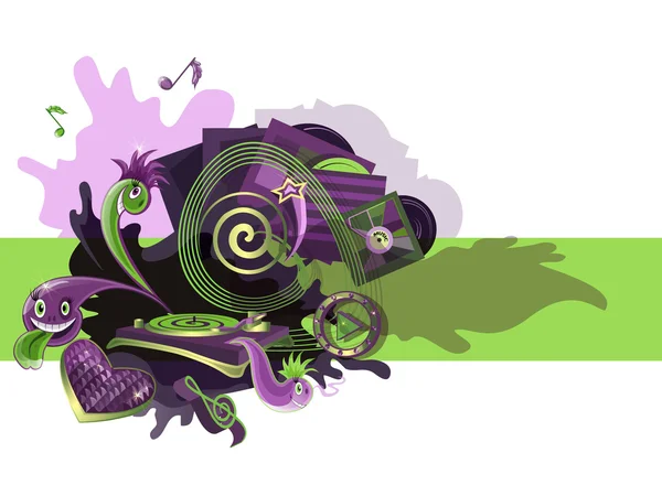 Musique violette verte — Image vectorielle