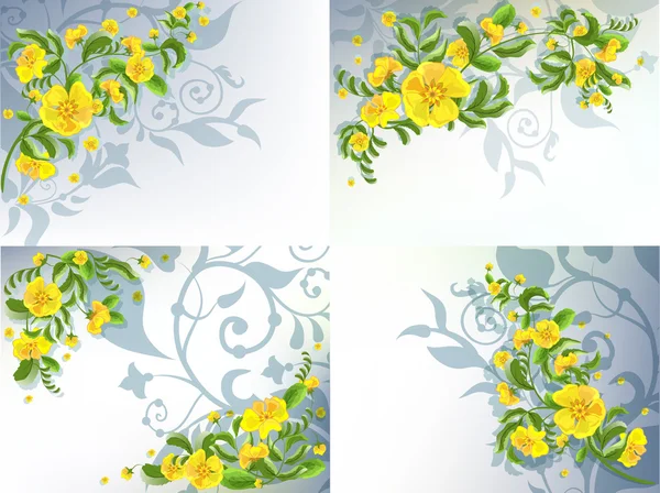 Set di fiori gialli — Vettoriale Stock