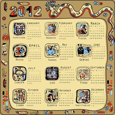 Calendar in Indian Maya style clipart