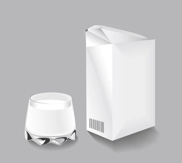 Emballage du lait et d'un verre . — Image vectorielle