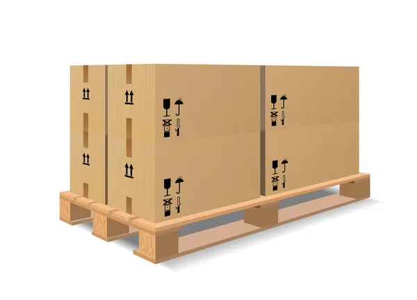Un pallet di legno con scatole — Vettoriale Stock