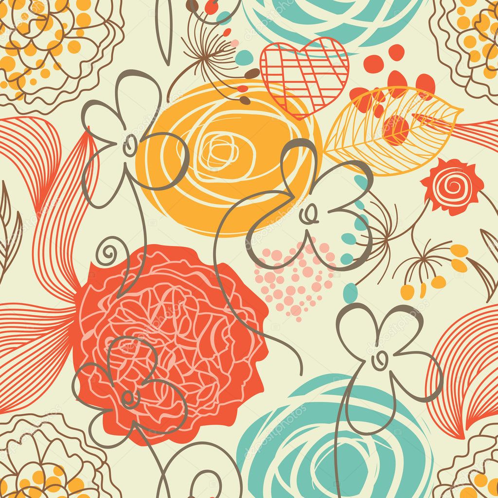 Retro floral seamless pattern Stock Vector Image by ©Danussa #5382097