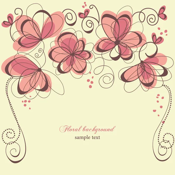 Panel floral invitación romántica — Vector de stock