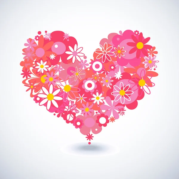 Coração floral bonito — Vetor de Stock