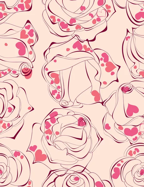 Liefde rozen naadloze patroon — Stockvector