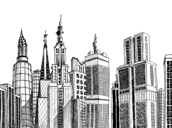 Esquisse d'architecture générique urbaine — Image vectorielle
