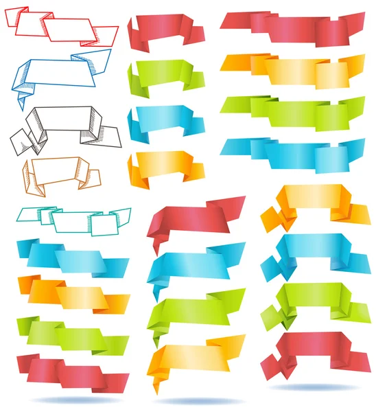 Gran colección de pancartas de papel de origami — Vector de stock