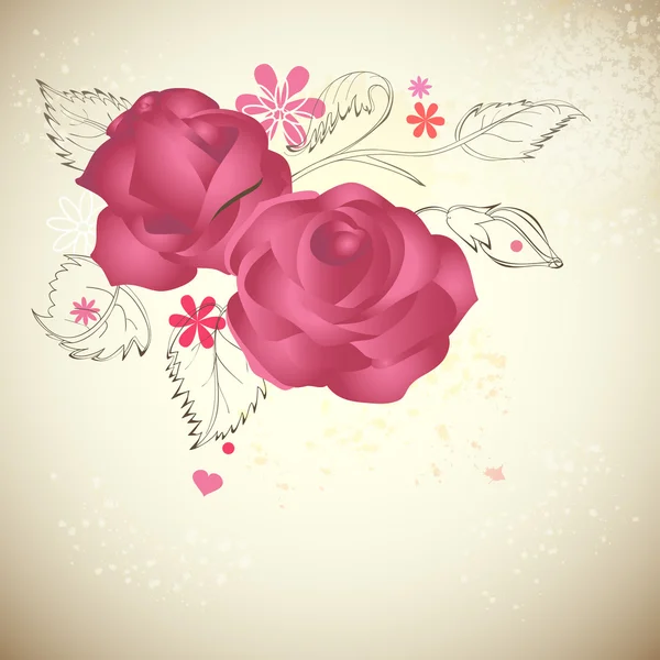复古玫瑰装饰 — 图库矢量图片