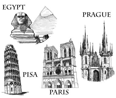 Famous landmarks clipart