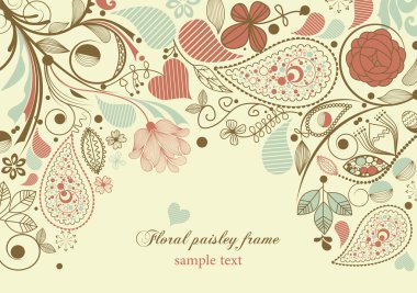 Floral frame, paisley motif clipart