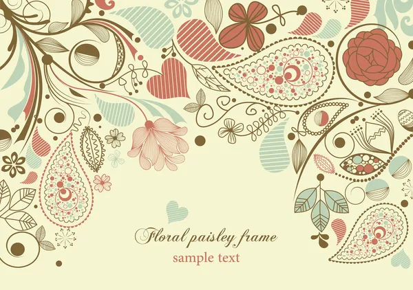 Cadre floral, motif paisley — Image vectorielle
