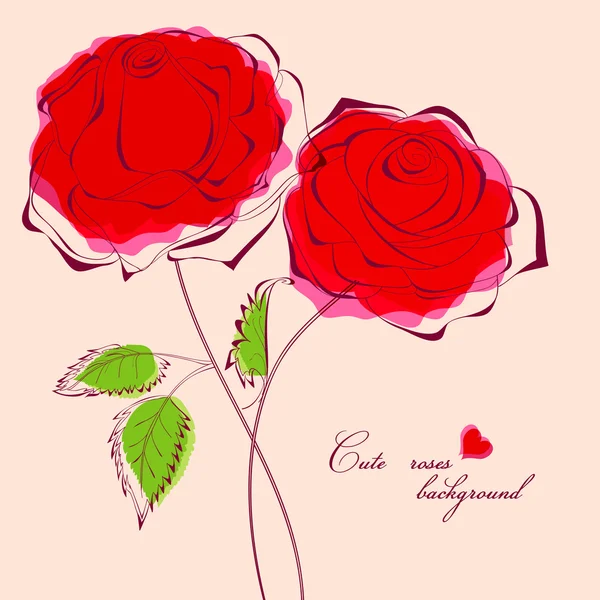 Tarjeta de rosas rojas — Vector de stock