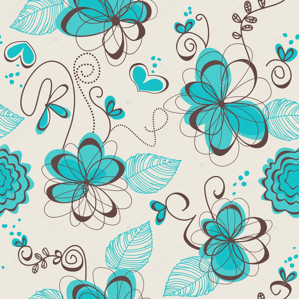 Retro floral seamless pattern