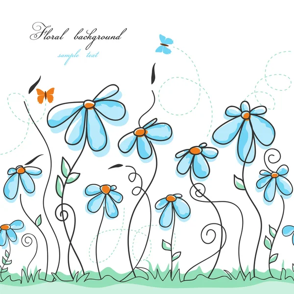 Jardín floral azul — Vector de stock