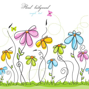 Colorful summer floral background clipart