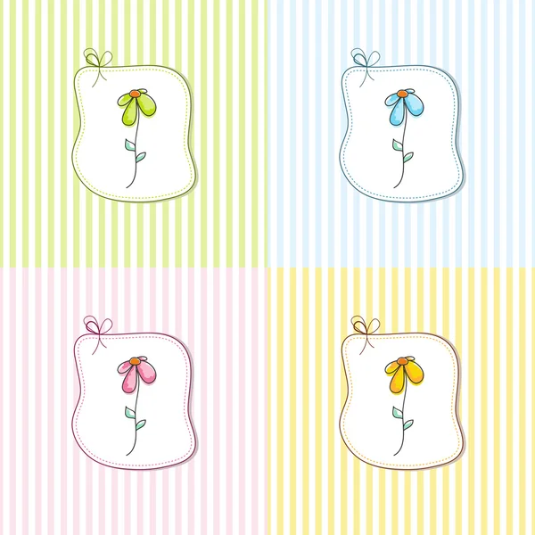 かわいい花のギフト カード — ストックベクタ