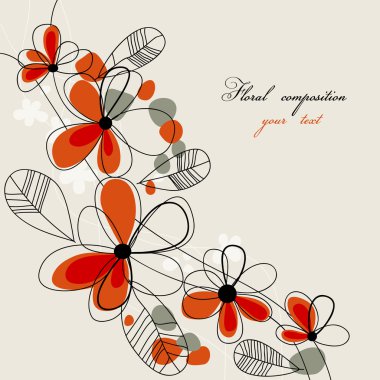 Cute red flowers background clipart