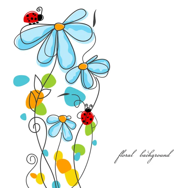 Çiçekler ve ladybugs aşk hikayesi — Stok Vektör