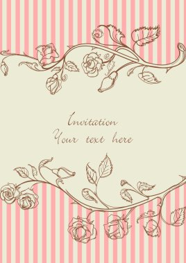 Vintage frame with roses clipart