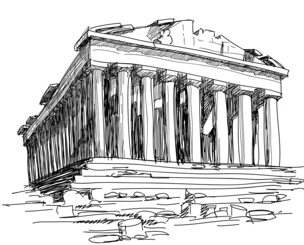 ギリシャのパルテノン神殿のスケッチ — ストックベクタ