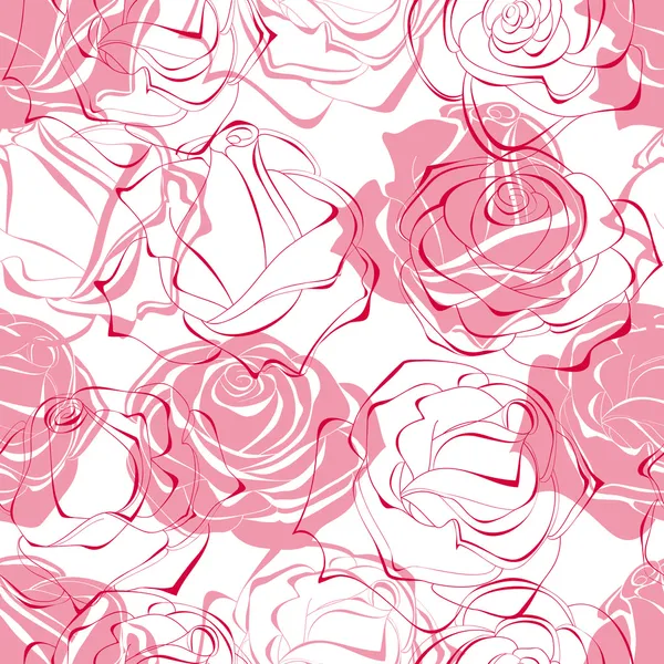 Rosas rosadas patrón sin costura — Vector de stock