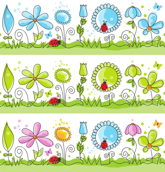 Summer floral decorative lines — Stock Vector