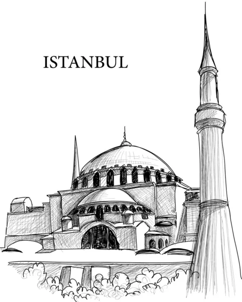 Dessin de la cathédrale Sainte-Sophie d'Istanbul — Image vectorielle
