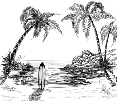 Seascape drawing clipart