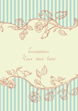 Retro roses frame clipart