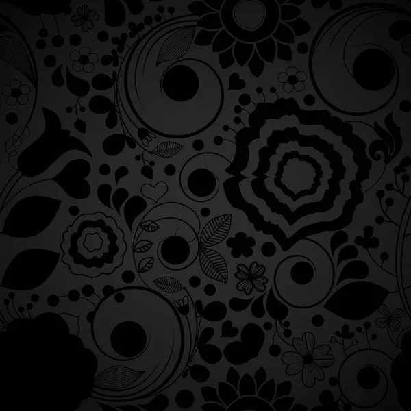 Élégant fond floral noir sans couture — Image vectorielle