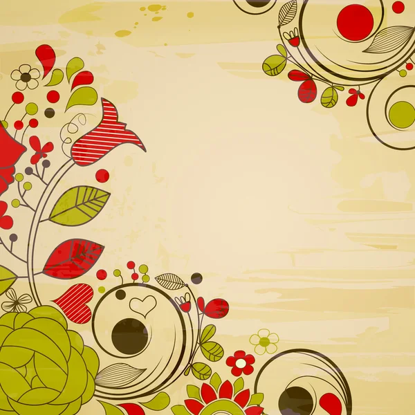 Régi papír háttér, retro virágos dekoráció — Stock Vector