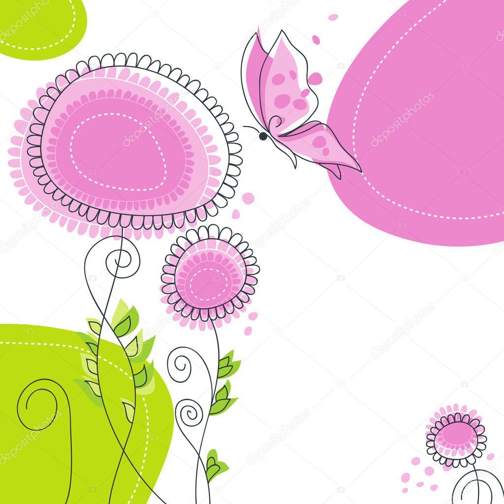 Floral background with butterfly