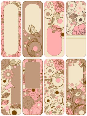 Retro floral banners collection clipart