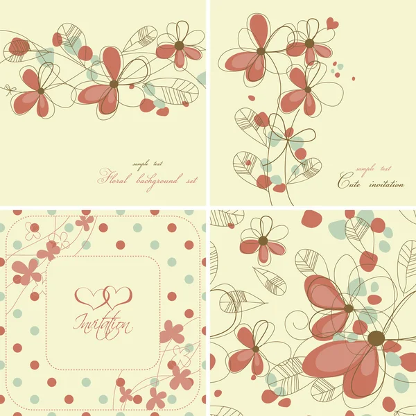 Colección de tarjetas florales Vintage — Vector de stock