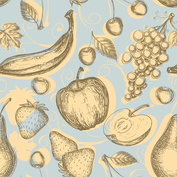 Vintage frutas patrón sin costura — Vector de stock